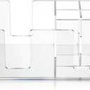 Mifoci Acrylic Bar Caddy with 6 Compartments, Bar Caddy Napkin & Straw Holder Organizer Cocktail Napkin Holder Condiments for Home Office Kitchen Countertop (Clear, 10.6 L x 5.5 W)