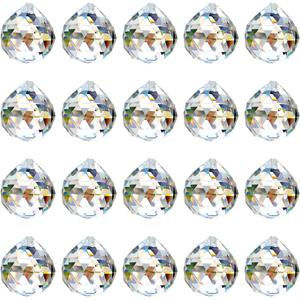 20 Pack Clear Hanging Crystal Prism Feng Shui Ball Crystal Glass Ball Pendant Rainbow Maker for Window Suncatcher Gift, 20mm
