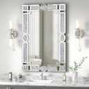 ENENE Crystal Mirror for Wall Decor 36''x24'' Crush Diamond Silver Mirrors for Wall Rectangle Decorative Mirrors for Living Room Bathroom Bedroom Entryway Dining Room