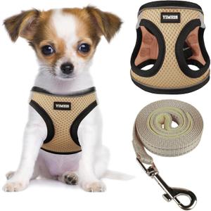 YIMEIS Dog Harness and Leash Set, No Pull Soft Mesh Pet Harness, Reflective Adjustable Puppy Vest for  Dogs, Cats (Flesh Pink, X-Small (Pack of 1)