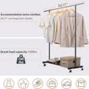 VICERII Clothes Rack, 130LB Capacity Heavy Duty Clothing Rack with Wheels and Bottom Shelf, 52.17 Inch Rolling Racks for Hanging Clothes, Coats, Shirts, Sweaters, Skirts, Dress, Black