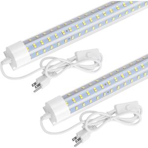 2-Pack 2FT LED Shop Light, 32W Ultra Bright 4,600LM, U-Shaped T8 Integrated Tube, 6500K, Linkable, Built-in Connector, Surface Mount Plug & Play LED Ceiling Light for Garage, Workshop, Basement