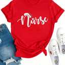 Christmas Shirts for Women Christmas Nurse Tshirt Nurse Letter Print Clothes Christmas Holiday Top (Red, XXL)