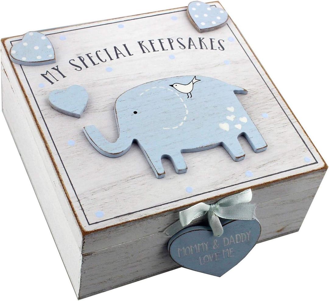 Baby Boy Wooden Memories Keepsake Box Vintage Style