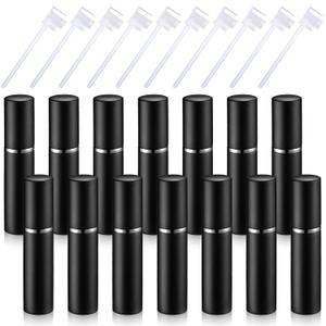 Boao 14 Pcs 5 ml Perfume Travel Refillable Atomizer Black Mini Fragrance Sample Cologne Dispenser Glass Lined Portable with Refill Pump Perfume Spray Bottle for Women Men Outgoing Traveling