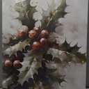 TLESKE Vintage Winter Holly Berries Wall Art Decor, Rustic Red Holly Berries Canvas Wall Art Print for Bedroom Living Room, Christmas Wall Artwork Picture, 16x24