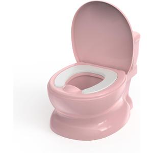 Realistic Potty Training Toilet - Flushing Sounds, Wipes Storage, Disposable Liners, Easy to Clean for Toddler Boys and Girls, Pink