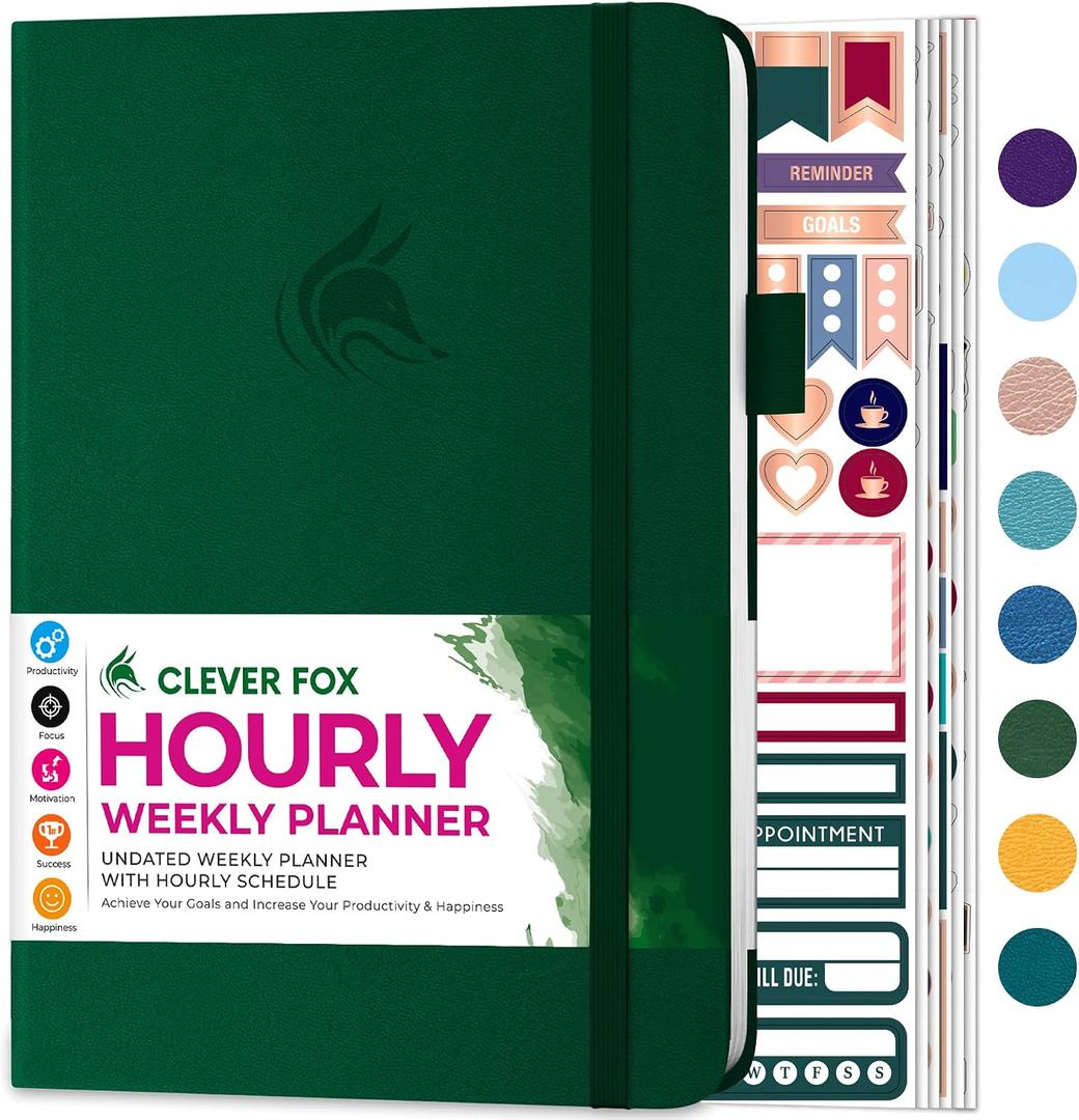 Clever Fox Planner Schedule Undated Weekly & Monthly Life Planner with Time Slots, Appointment Book & Daily Organizer, A5 (Forest Green)