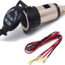 12V DC Cigarette Lighter Socket Female with 24" Wiring Harness, Waterproof and Dustproof Cover, 10A Fuse, Cigarette Lighter Replacement, Universal Power Outlet for Cars, Trucks, Boats, Motorcycles