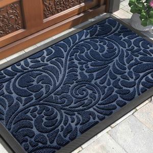 Yimobra Door Mat Outside Entrance 29.5x17, Waterproof Sturdy Outdoor Mats for Front Door, Heavy Duty Non-Slip Doormat for Garage Patio Entryway Indoor, Easy Clean, Blue