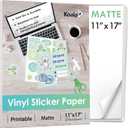Koala Printable Vinyl Sticker Paper for Inkjet Printer 11x17 Inch - 10 Sheets Matte White Sticker Printer Paper, Waterproof Sticker Paper, Tear-Resistant, Removable