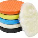 Autolock 5" Buffing Polishing Pads, 6Pcs 5.6inch 140mm Face for 5 Inch Backing Plate Compound Buffing Sponge and Woolen Pads Cutting Polishing Pad Kit for Car Buffer Polisher, Polishing and Waxing