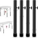 Table Leg Extenders for Folding Tables, Folding Table Legs Extensions for Straight and Bent Legs, Heavy Duty Steel 4 Levels Adjustable Folding Table Leg Risers, Raise Table Height