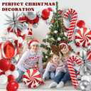 Christmas Balloon Garland Arch Kit Red White Sliver Balloon Column Stand Set with Candy Cane Gift Box Aluminum Foil Balloon For Xmas Winter Holiday Birthday Baby Shower Party Decorations
