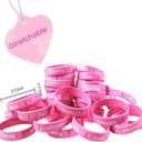 50 Pack Breast Cancer Awareness Pink Ribbon Bracelets Hope Faith Strength Courage Inspiring Wristbands