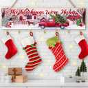 Maitys Christmas Stocking Holder With 7 Hangers - Wooden Organizer Sign 'The Stockings Were Hung' - Xmas Mantel Snowmen Wall Mount Hanging Hook for Mantel (Truck)