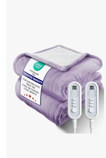LunaHush Queen Size Heated Electric Blanket, 84" x 90" Fast Heating Sherpa Blanket with Dual Control, 8 Heating Levels & 10 Hours Auto Off, Machine Washable with ETL & FCC Certified, Green