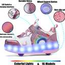Nsasy Girls Boys Roller Shoes with LED Light Up Wheels Sneakers Kids Roller Skates Shoes for Kids for Children (Pink)