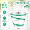 Gejoy 9 oz Rimmed Swirl Plastic Cups Disposable Wine Drinking Cups Clear Elegant Graduation Tumblers for Mother's Day Wedding Party Supplies(100 Pcs, Dark Green)