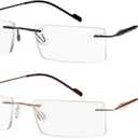 Success Eyewear Reading Glasses 2 Pair Rimless Ultra Lightweight Readers for Men and Women