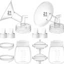 21mm Replacement Pump Parts for Spectra S1 S2 9 Plus Synergy Gold Includes Flange Duckbill Valve Tubing Backflow Protector Bottle,Compatible with Motif Luna Cimilre Ameda MYA Pump (Full Set-21mm)