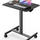 Sweetcrispy Mobile Small Standing Desk - Sit Stand Portable Rolling Laptop Desk with Lockable Wheels, Adjustable Height Computer Workstations, Modern Black (19"D x 25.7"W x 42.5"H)