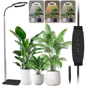 Grow Lights for Indoor Plants - Full Spectrum LED Plant Growing Light with 3H/9H/12H Auto Timer, Height Adjustable (16-67"), 3 Color Modes, 10 Dimming - Sun Lamp for Large Tall Small Plant - Black