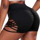 KIWI RATA Women's Athletic Shorts Sports Gym Ruched Butt Lifting Workout Running Hot Leggings,Black, Medium 
