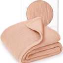 lulumoon Muslin Quilt Blanket, Crib Blanket for Baby and Toddler,47x47 Inches(Pink)
