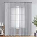 OVZME Light Grey Sheer Curtains 84 Inches Long 2 Panels - Soft Light Filtering Window Sheer Panels for Living Room/Bedroom, Top Dual Rod Pocket, 1 Pair, Each 42Wx84L Inches
