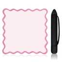 VioraWhite 21" Mini Majiong Mat for Travel Set Cute Scalloped Small Anti Slip Noise Reduction Mahjong Accessories Gifts Domino & Tile Game Table Mat (Pink)