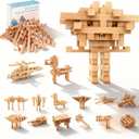 15 in 1 STEM Wooden Building Blocks -15+ Shapes, 3D Puzzle, Brain Games, Educational Toys Gift for Kids and Classroom, Montessori STEM Toys for Ages 5+ to Adults