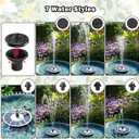 Yzert Solar Fountain White Flower, 3.5W Glass Bird Bath Fountains Solar Power No Battery with 4 Fixed Rods & 7 Nozzles, Solar Fountain Pump for Bird Bath, Pool, Garden, Outdoor, Pond