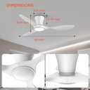 TALOYA Ceiling Fans with Lights,42 inch Modern Low Profile Ceiling Fan with Light and Remote Control, Flush Mount, 3CCT, White Ceiling Fan for Bedroom Living Room and Patio