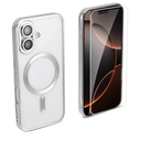 Magnetic for iPhone 16 Case,with Screen Protector, Soft Clear Plating Slim Full Acoverage Protective Phone Case for iPhone 16, Compatible with MagSafe, Silver