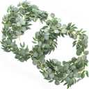 Ling's moment Eucalyptus Garland for Table, 5.9ft Green Fake Eucalyptus Wreaths with Willow, 2pcs Real Touch Leaf Garland for Wedding Centerpieces Arch Rehearsal Dinner Bridal Shower