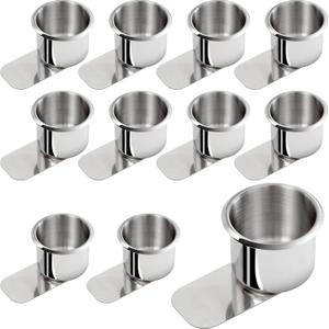 Leyndo 10 Pcs Jumbo Slide Under Stainless Steel Cup Holder Poker Table Slide in Cup Holders for Casino Poker Table, Work Desk and Boats, Rv Cars Trucks (3.5 Inch)