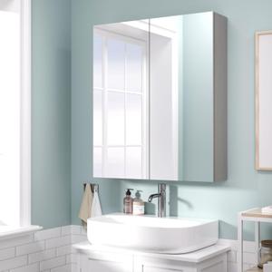 28x24 inch Bathroom Wall Cabinet, Saver Storage Cabinet, Medicine Cabinet with 2 Door and Adjustable Shelves, GreyAssembly Required, W24 x H28 2 doors