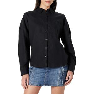 The Drop Women's Avila Classic Linen Button Down (X-Large, Black)