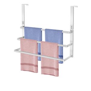 24Inch Brushed Nickel Over the Door Towel Rack, VOTZAAQ Stainless Steel Over Door Towel Holder, Door Towel Hanger with 3 Tier Towel Bars, Over Door Towel Storage for Bathroom