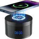 Security Camera Motion Activated with Wireless Charging, Dome Cams with Motion Detection, Night Vision, Local & Cloud Storage, Hd 1080P, Indoor Camera with Clock (Black)