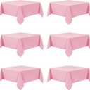6-Pack Pink Tablecloths for Square Tables, 70 x 70 Inches, Stain-Resistant Polyester Fabric for 3 Foot Tables - Washable Table Covers for Weddings, Banquets, Birthday Parties, Events