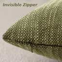 Foindtower Set of 2 Decorative Textured Burlap Linen Throw Pillow Covers Farmhouse Boho Cushion Cover Solid Accent Pillowcase for Couch Sofa Bed Living Room Home Decor, 2222 Inch,Olive Green