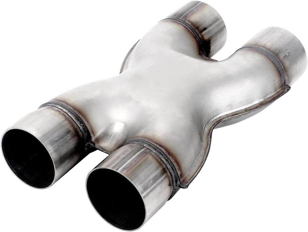 A-KARCK Exhaust X Pipe Dual 2.5" Inlet, 12" Long Dual 2.5" Outlet Stainless Steel X Pipe for Smoother Exhaust (Wide-edge)