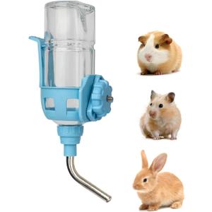 Guinea Pig Water Bottle, Small Animal Plastic Buckle no drip Glass Water Dispenser, Suitable for Hamsters, pet Rabbits, Rats, Mouse, Totoro, Hedgehogs (Blue)