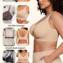 PoseFree Womens Seamless Wireless Supportive Bra Push Up Comfort Soft No Underwire Full Coverage T-Shirt Bra (Beige, XL)