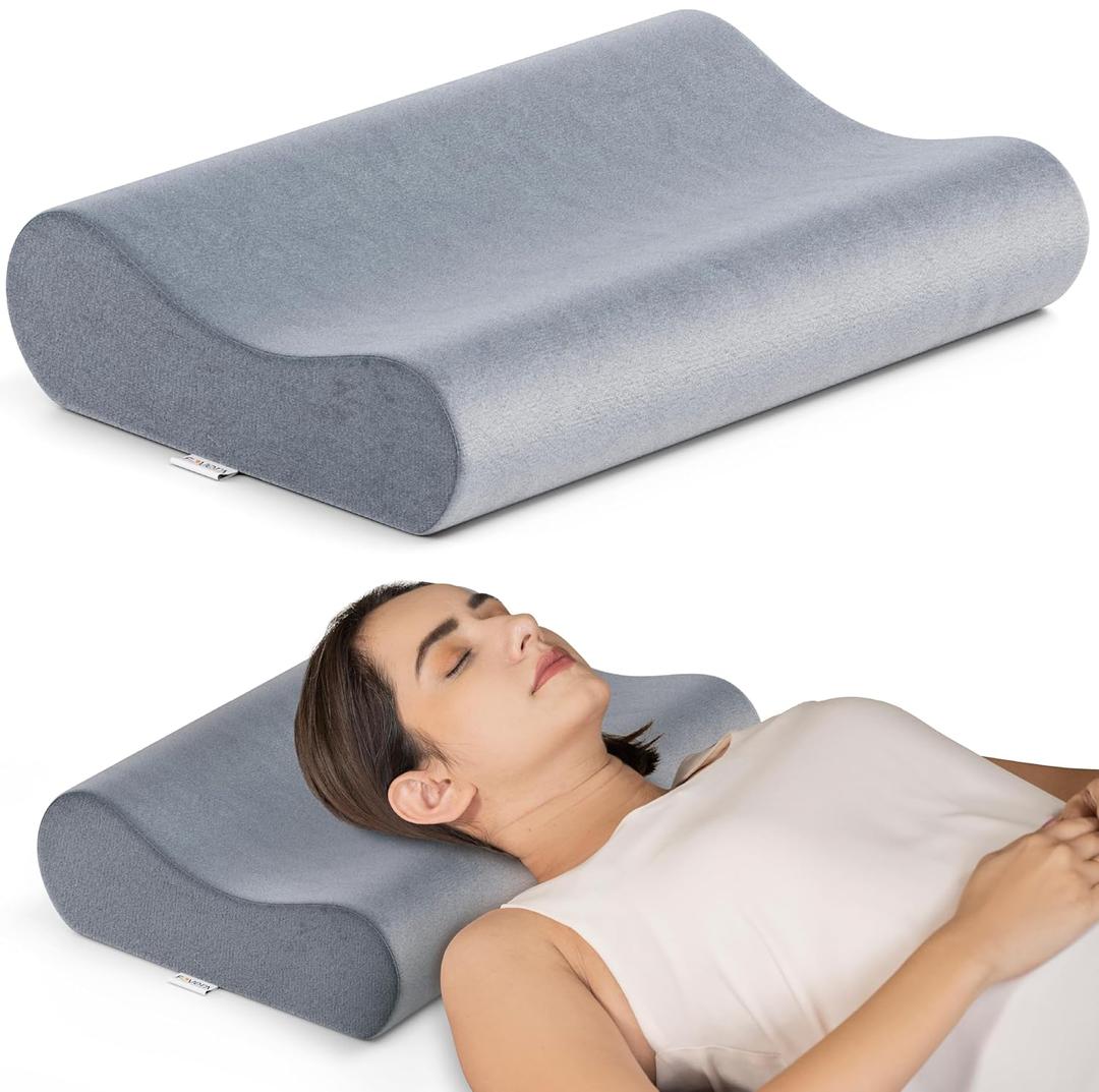  Orthopedic Soft Contour Cervical Pillow | High Resilience Foam Pillow for Neck and Shoulder Pain | Aligns Cervical Spine & Promotes Healthy Sleeping Posture (Velvet Grey, 50x40)