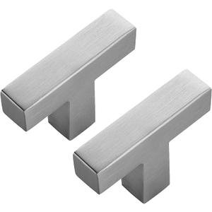 Ravinte 5 Pack Brushed Nickel Square Bar Cabinet Knobs 2 Inch Square Cabinet Handles Silver Single Hole Kitchen Cabinet Pulls