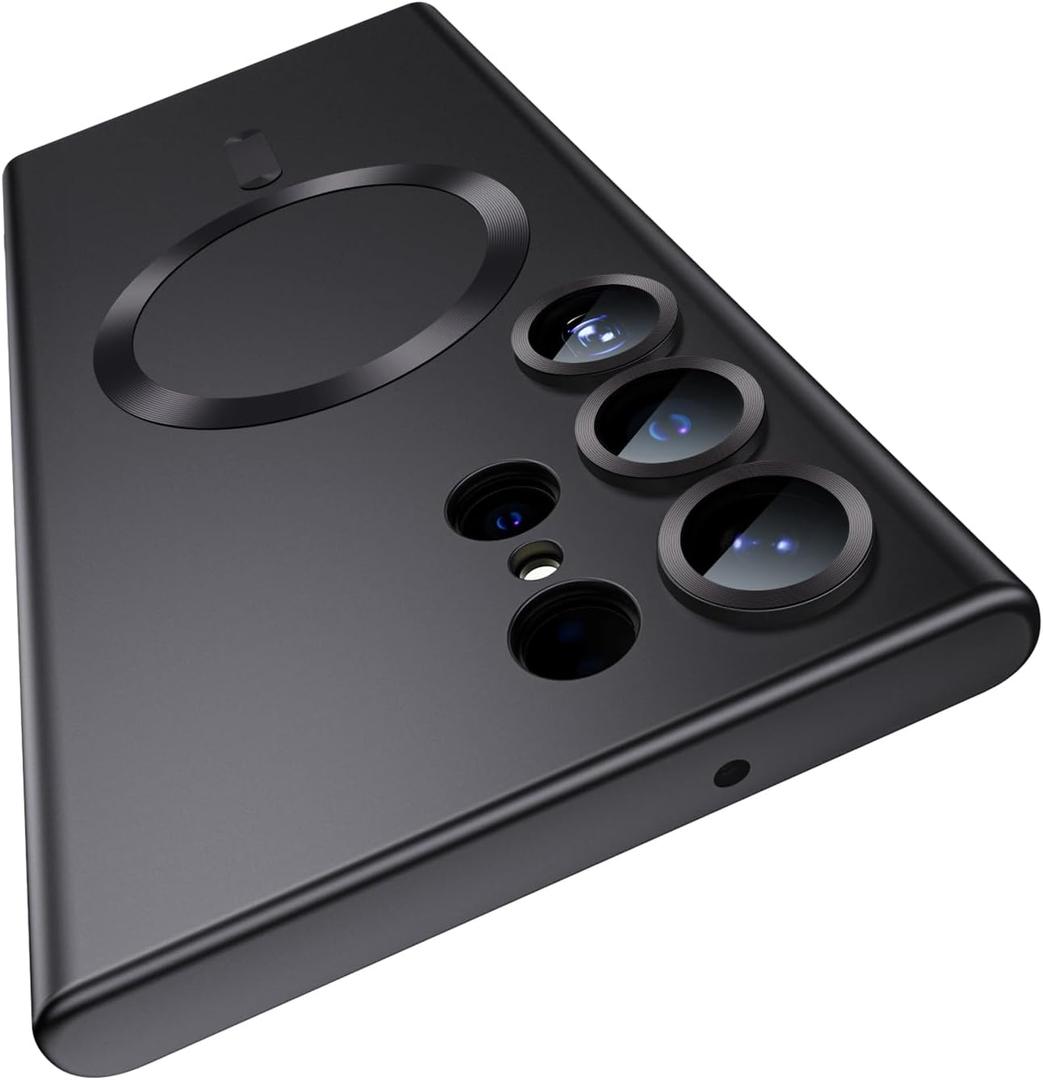 Matte for Samsung Galaxy S23 Ultra Case, Compatible with MagSafe, Slim Thin Magnetic Cover with Built-in Camera Lens Protector Shockproof Phone Shell, Black