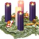 Cindeer 2 x 6 Inch Flameless Advent Candles Set of 5 LED Advent Pillar Wreath Candles Battery Operated Purple Pink Flameless Votive for Seasonal Celebration Rituals Festival Church Decoration